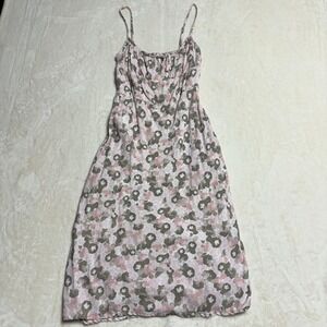 Artizia Wilfred Floral Bellow Midi Dress Size 4 Bitter Sage Rose Ruched Bodice